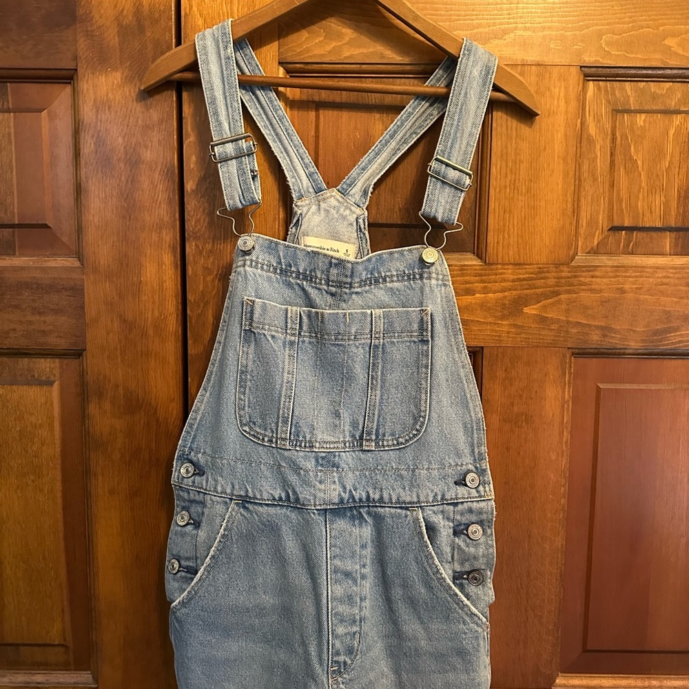 Abercrombie & Fitch Light Blue Denim Overalls